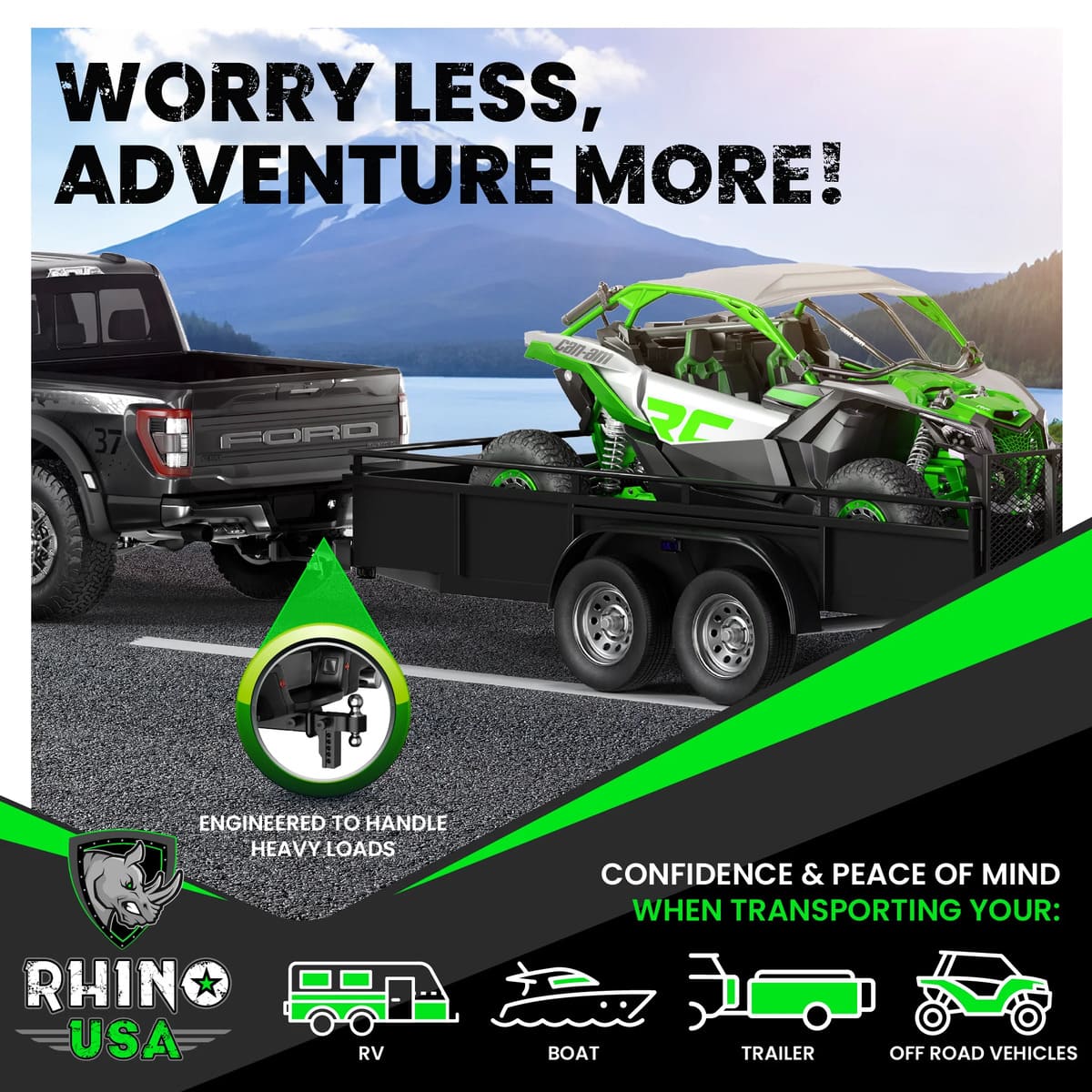 Rhino USA 2.5" Receivers Adjustable Drop Hitch