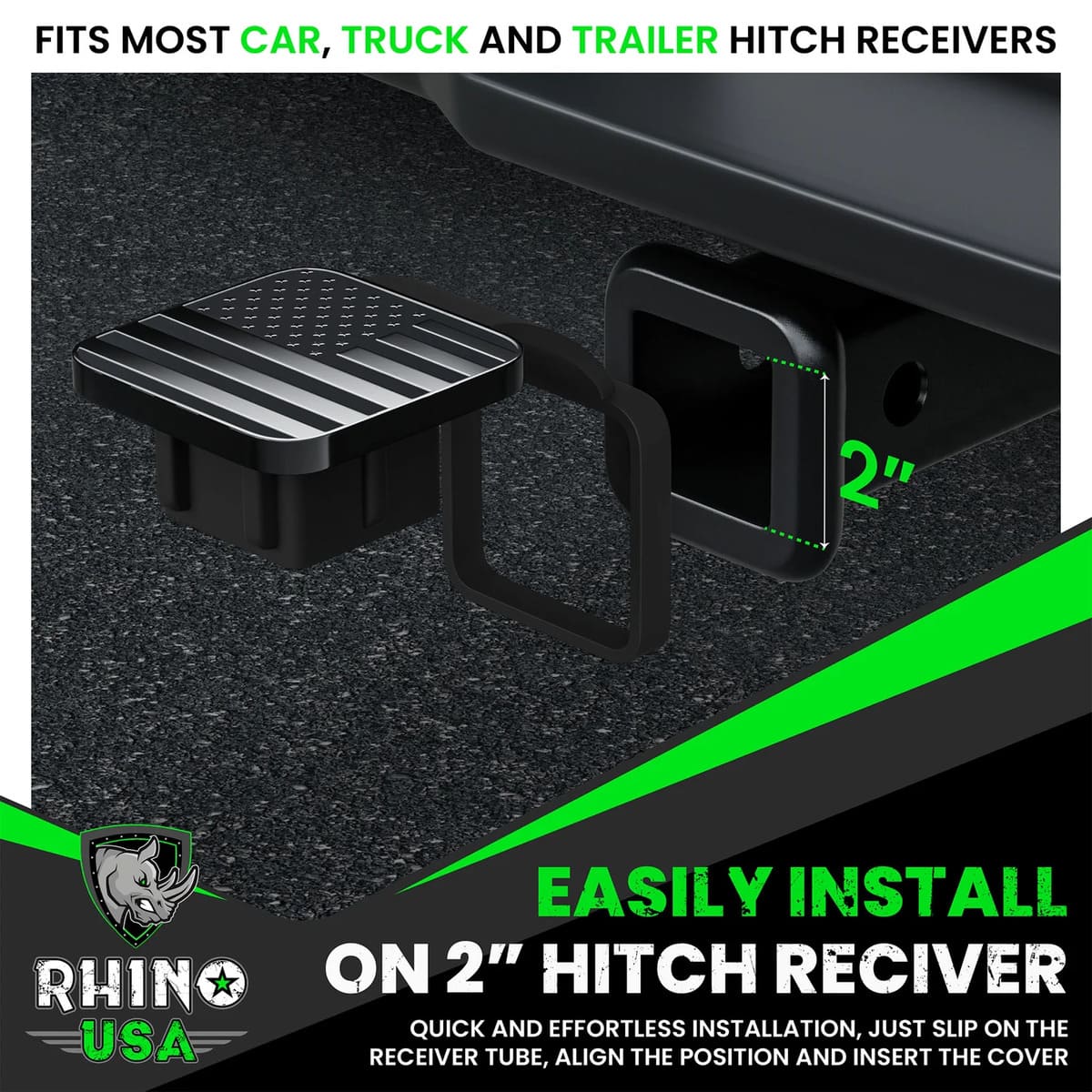 Rhino USA 2" American Flag Hitch Cover