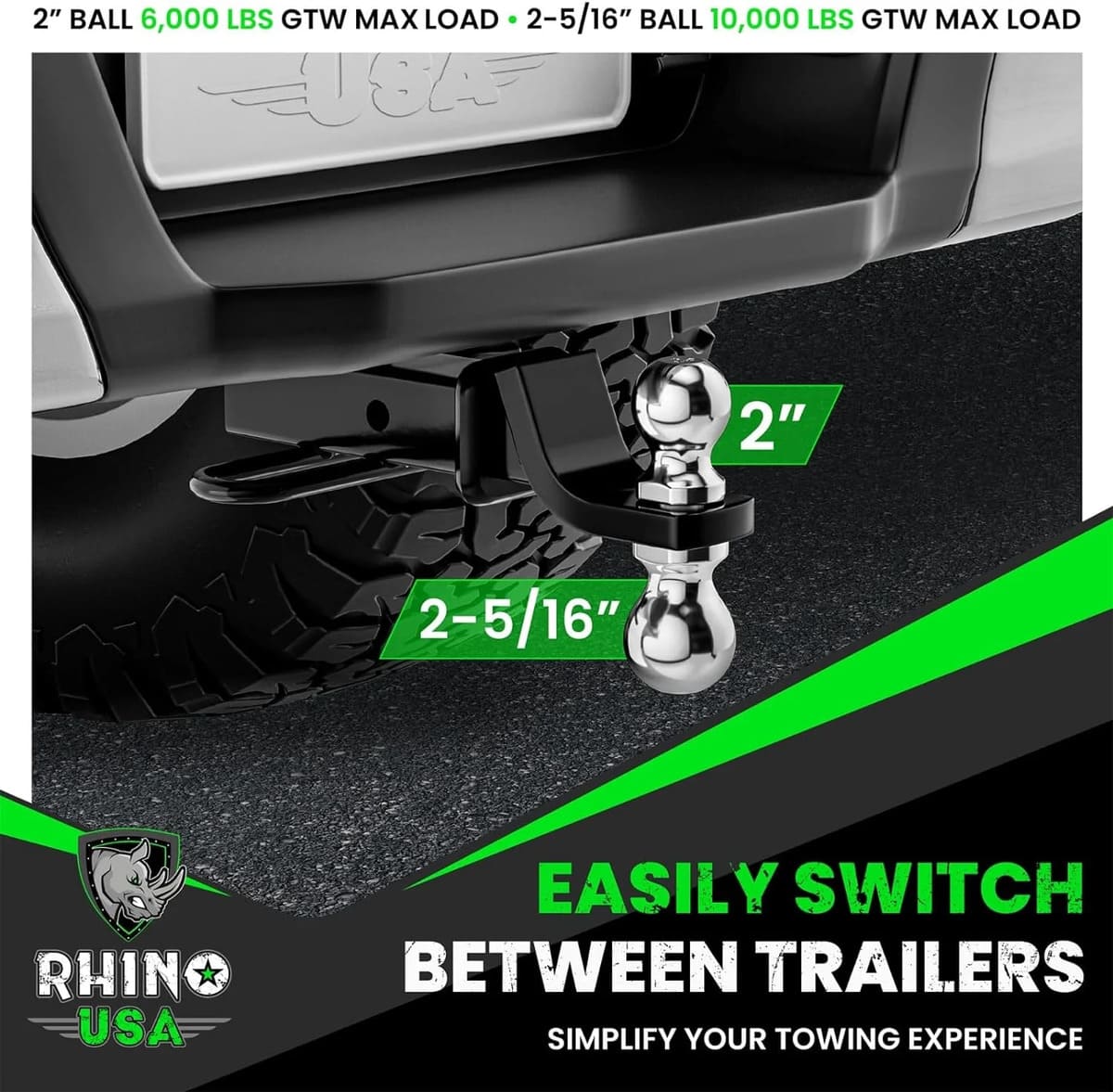 Rhino USA 2" Dual Ball Hitch
