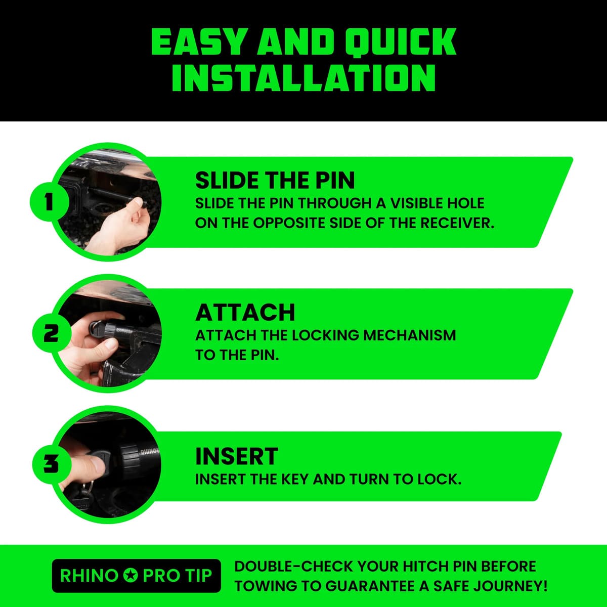 Rhino USA 2" Locking Trailer Hitch Pin