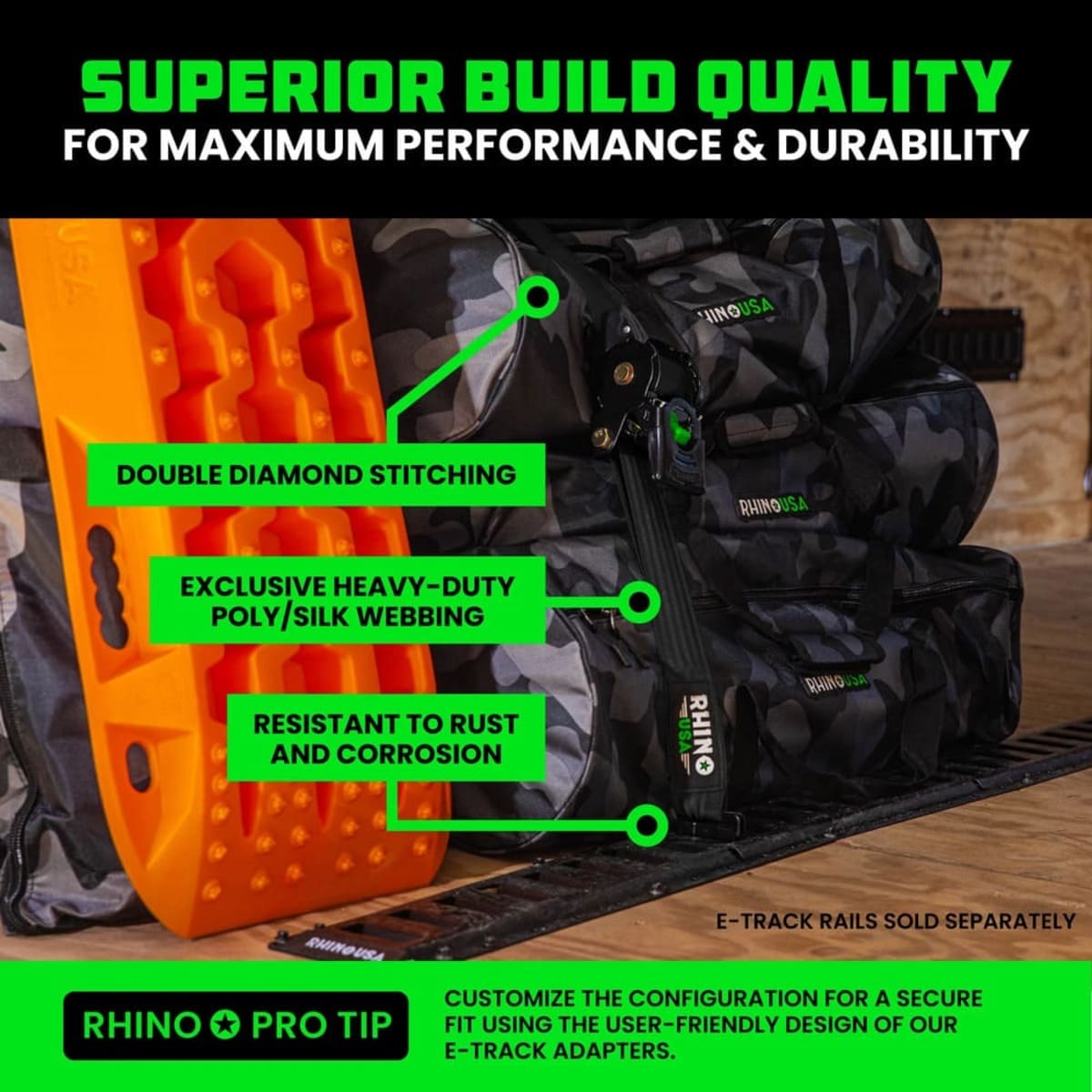 Rhino USA 2" x 10' Retractable E-Track Ratchet Straps