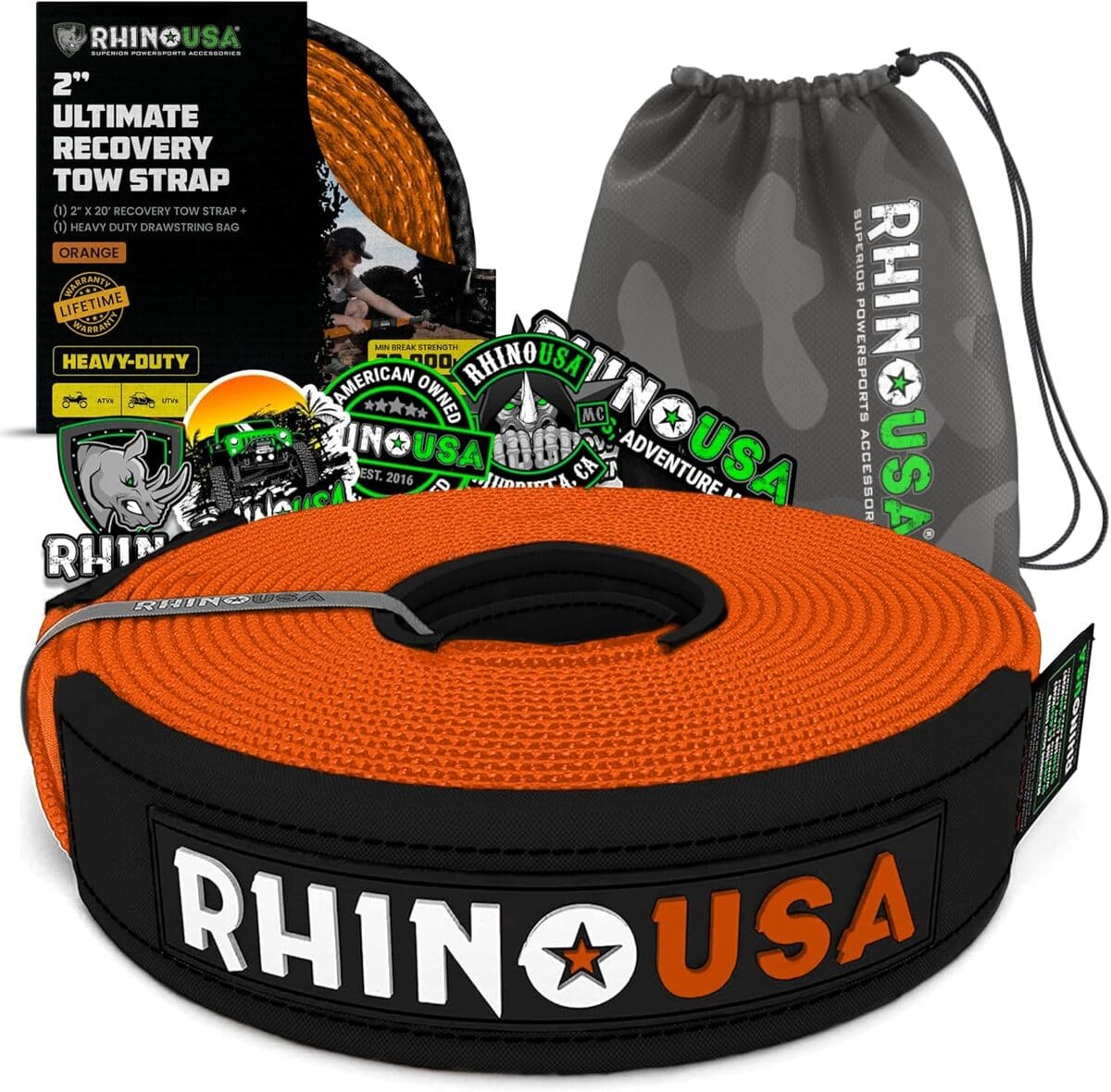Rhino USA 2" x 20' Ultimate Recovery Tow Strap