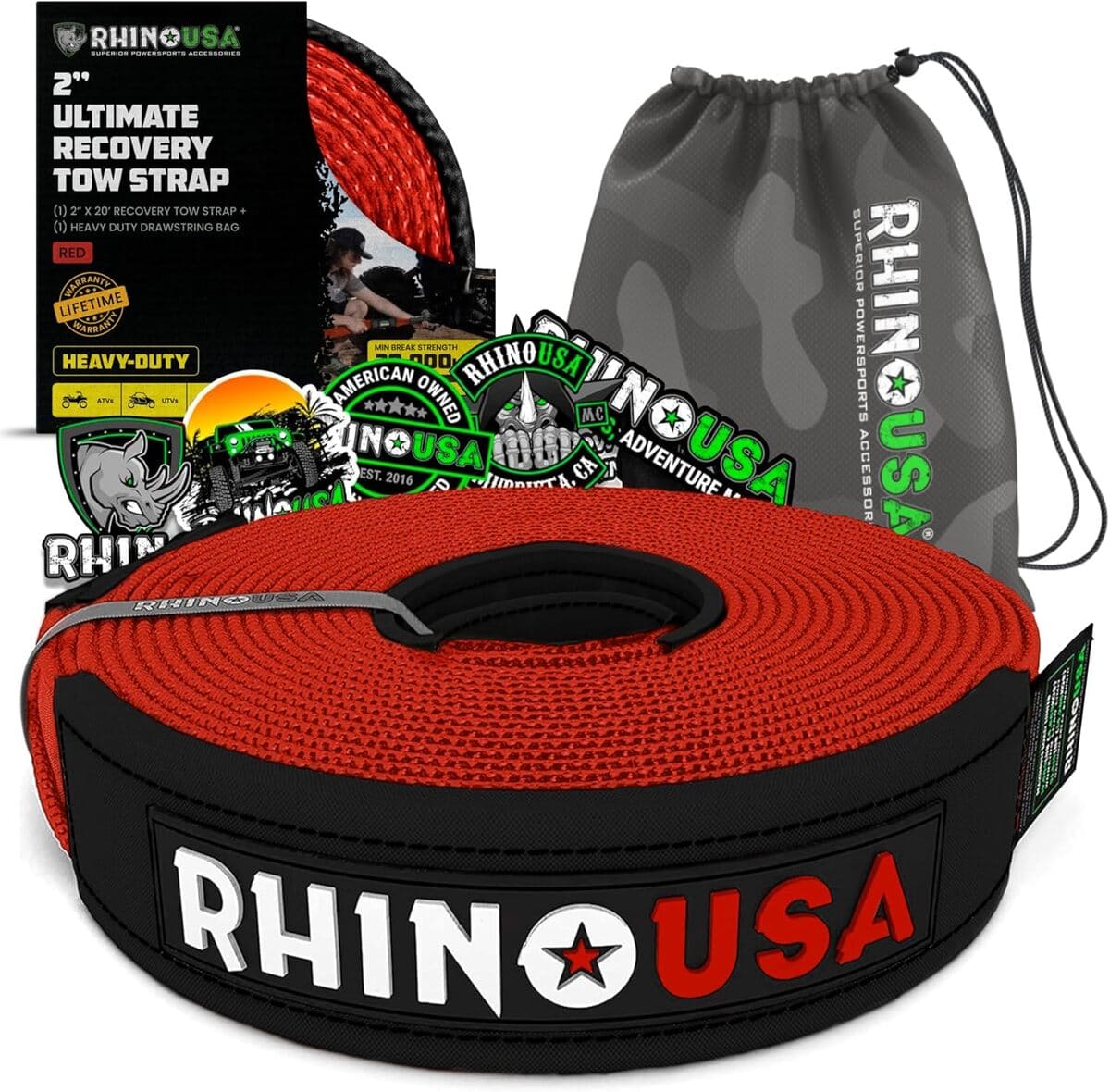 Rhino USA 2" x 20' Ultimate Recovery Tow Strap