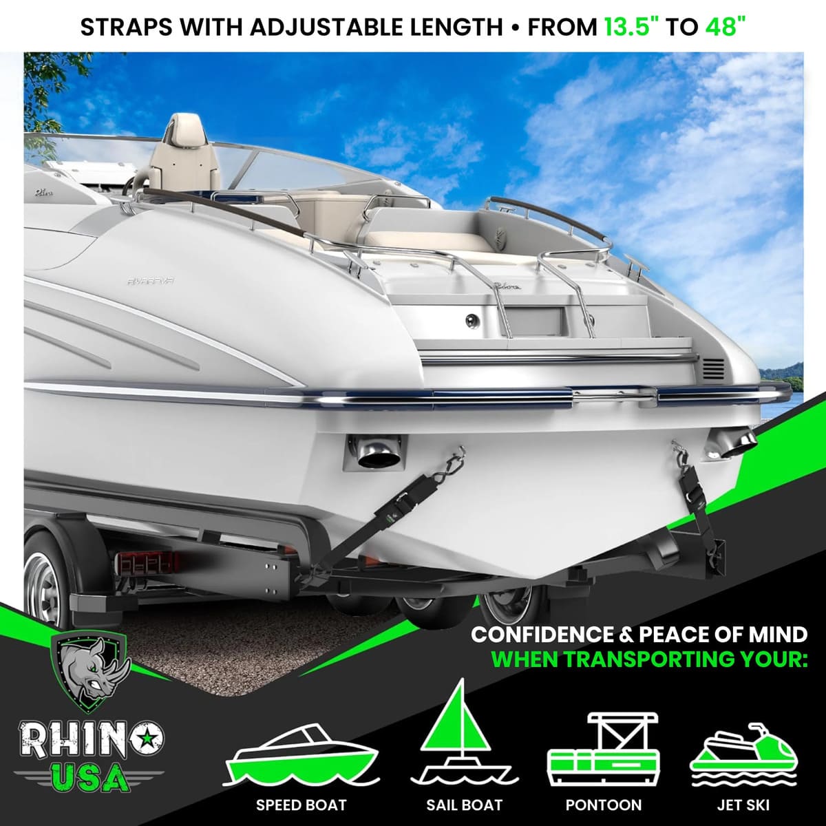 Rhino USA 2" x 4' Transom Tie-Down Straps