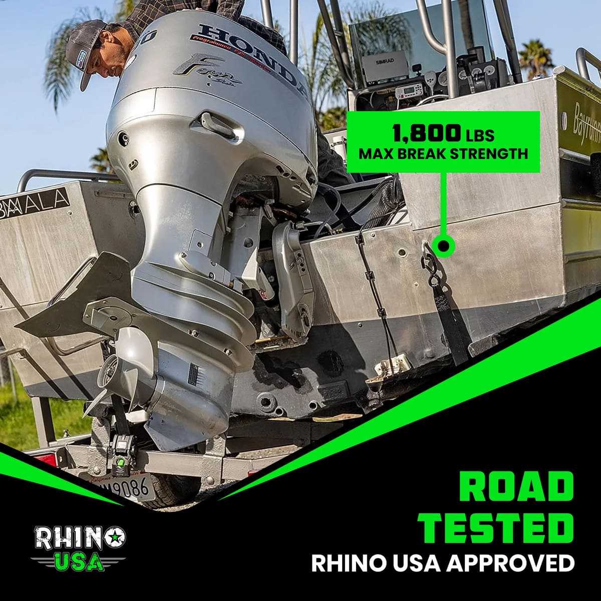 Rhino USA 2" x 43" Retractable Transom 2-Pack Tie-Down Straps