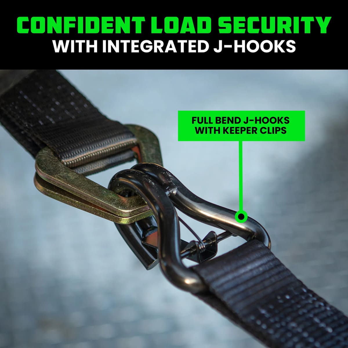 Rhino USA 2" x 8' J-Hooks Vehicle Tie-Down Kit