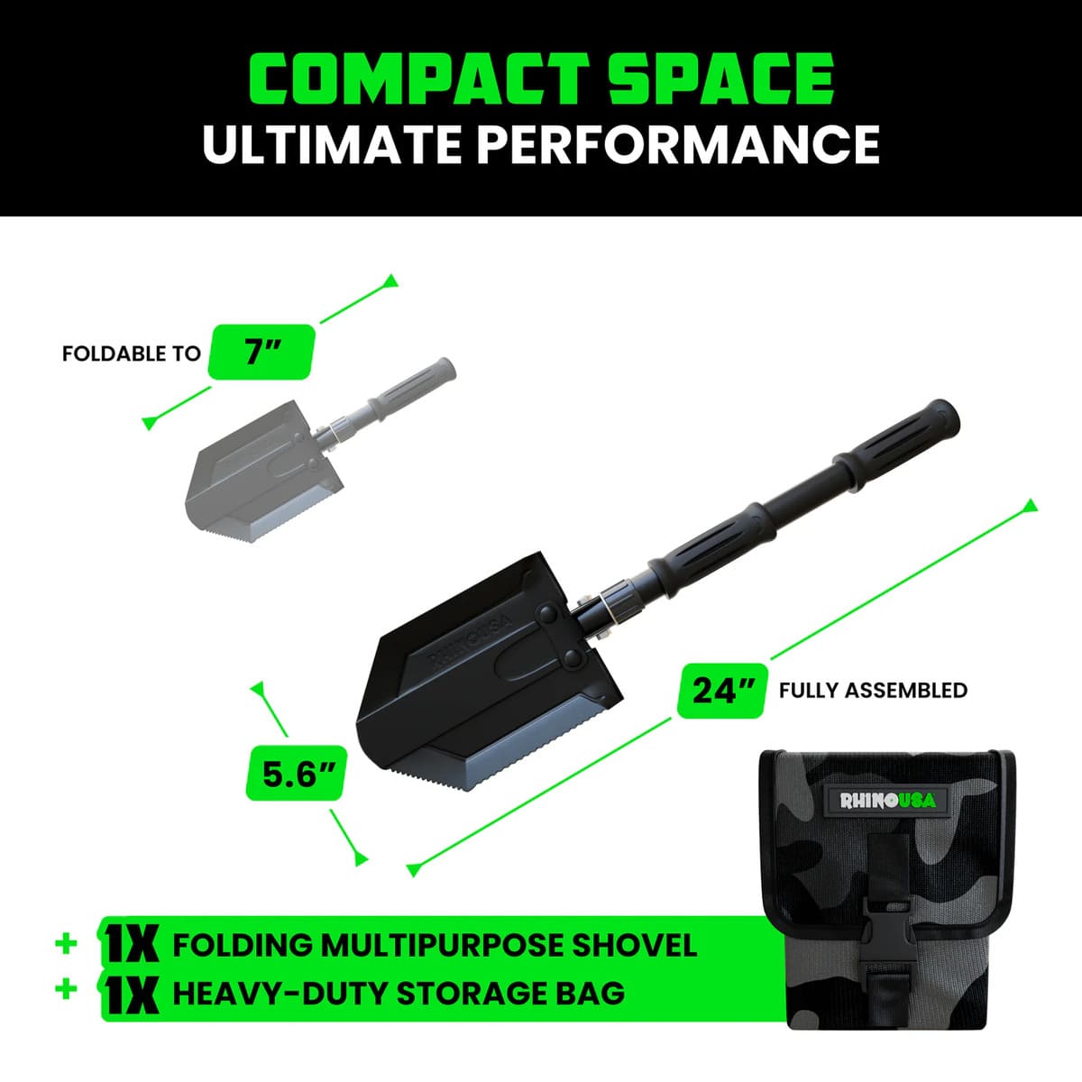 Rhino USA 24" Collapsible Shovel