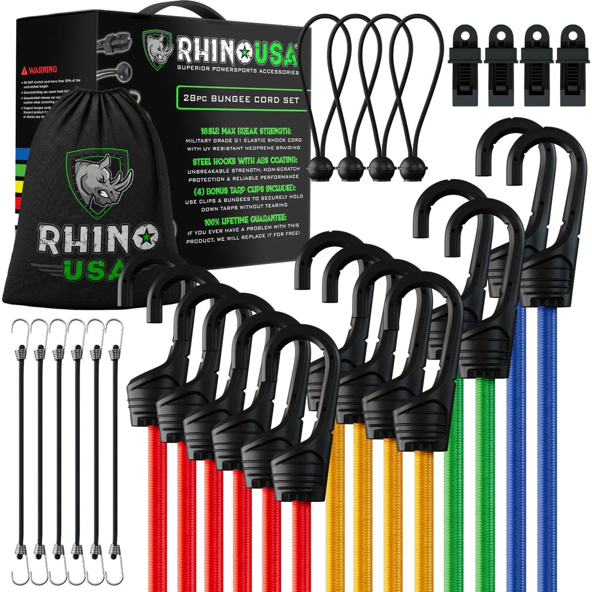 Rhino USA 28 Piece Bungee Cord Set