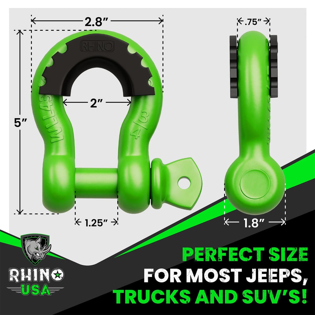 Rhino USA 3/4" D-Ring 2-Pack Shackle Set