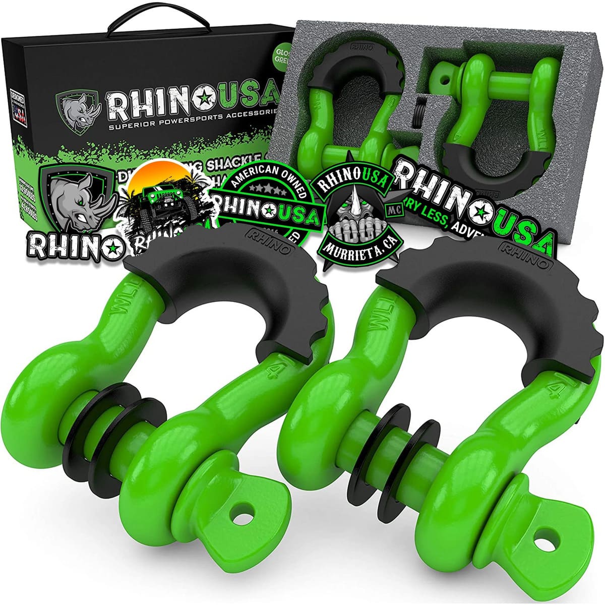 Rhino USA 3/4" D-Ring 2-Pack Shackle Set