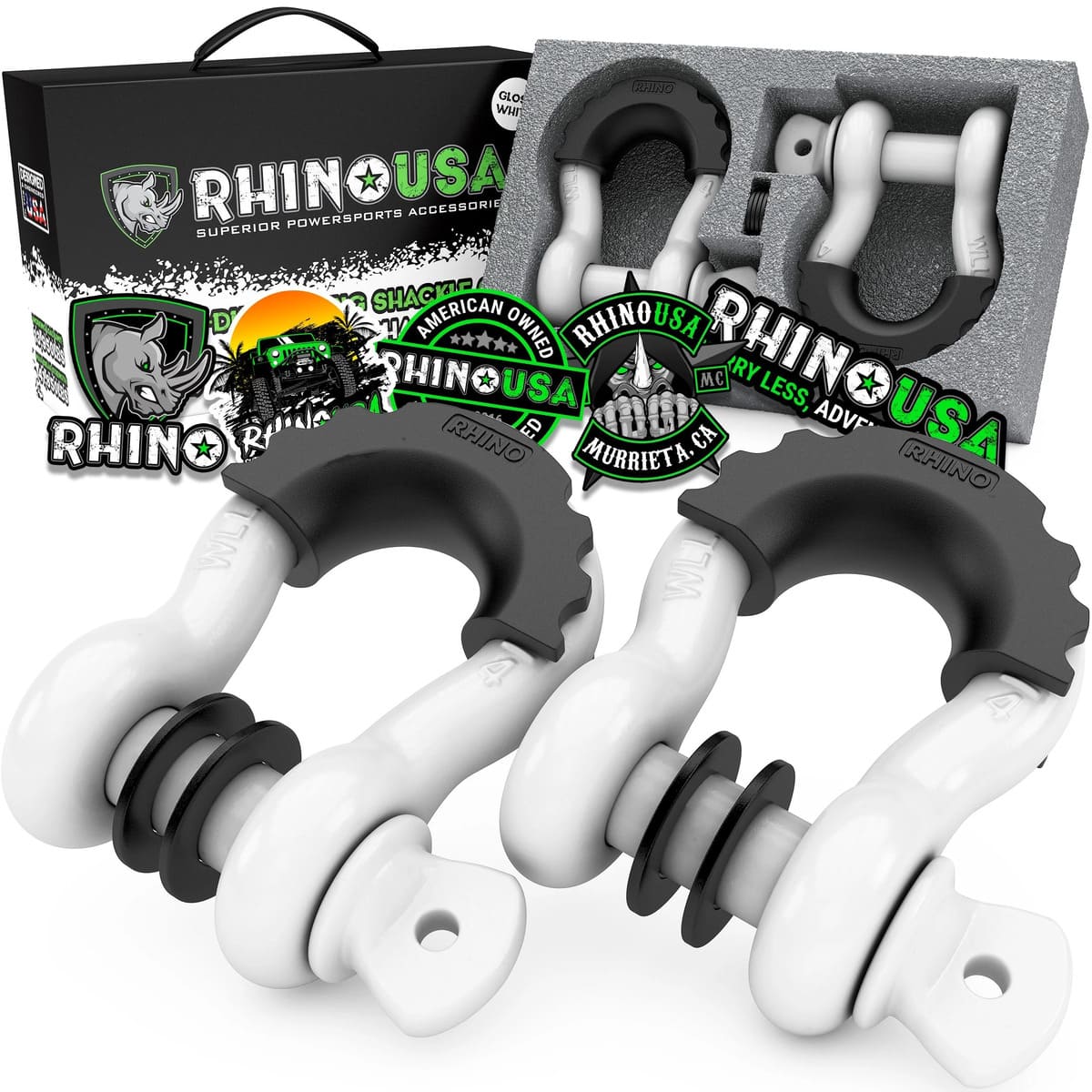 Rhino USA 3/4" D-Ring 2-Pack Shackle Set