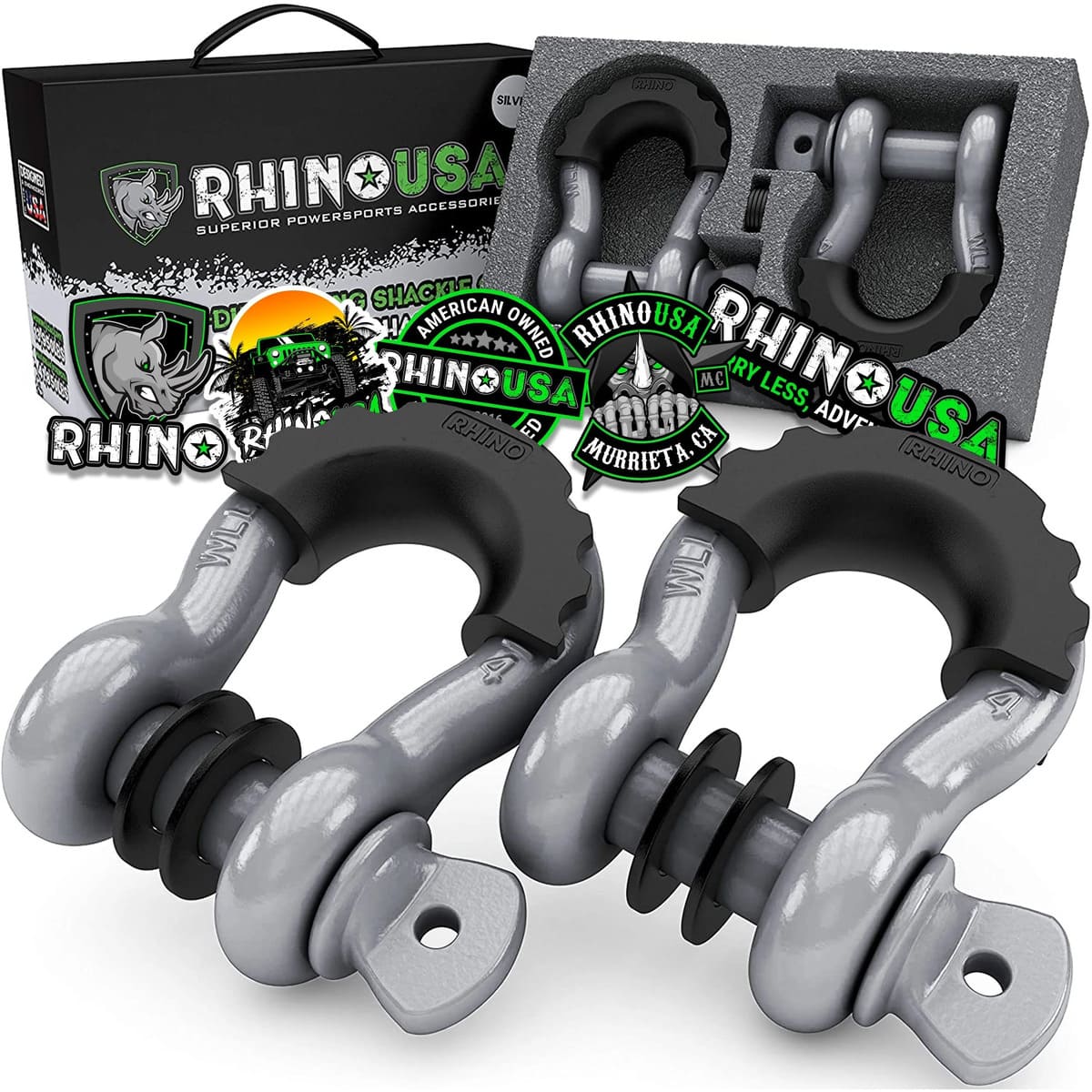 Rhino USA 3/4" D-Ring 2-Pack Shackle Set