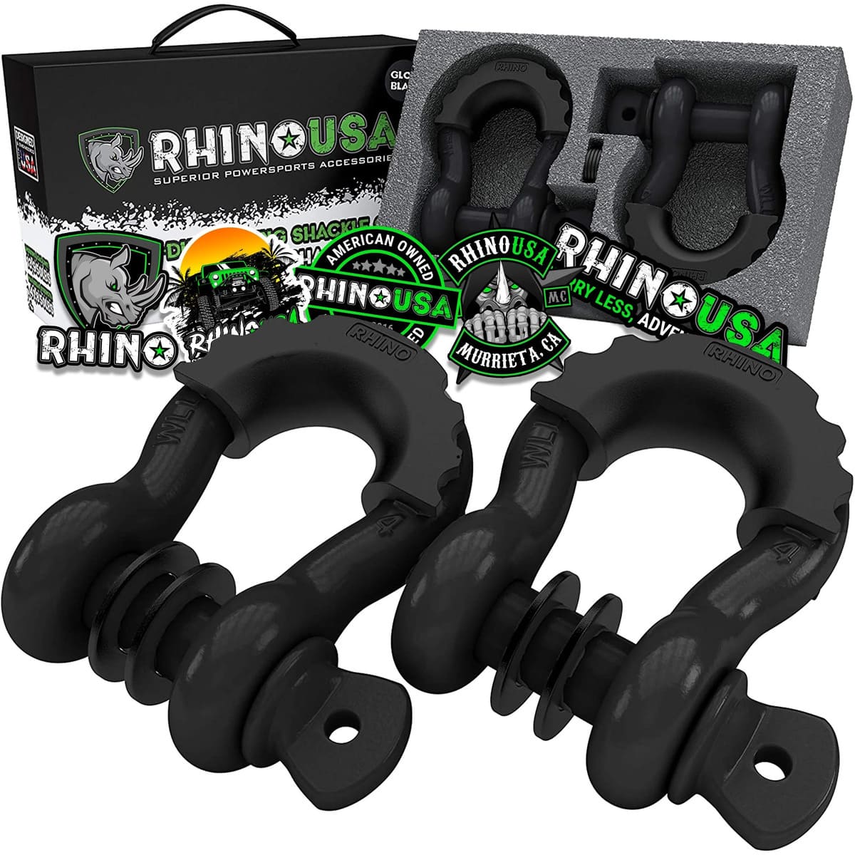 Rhino USA 3/4" D-Ring 2-Pack Shackle Set