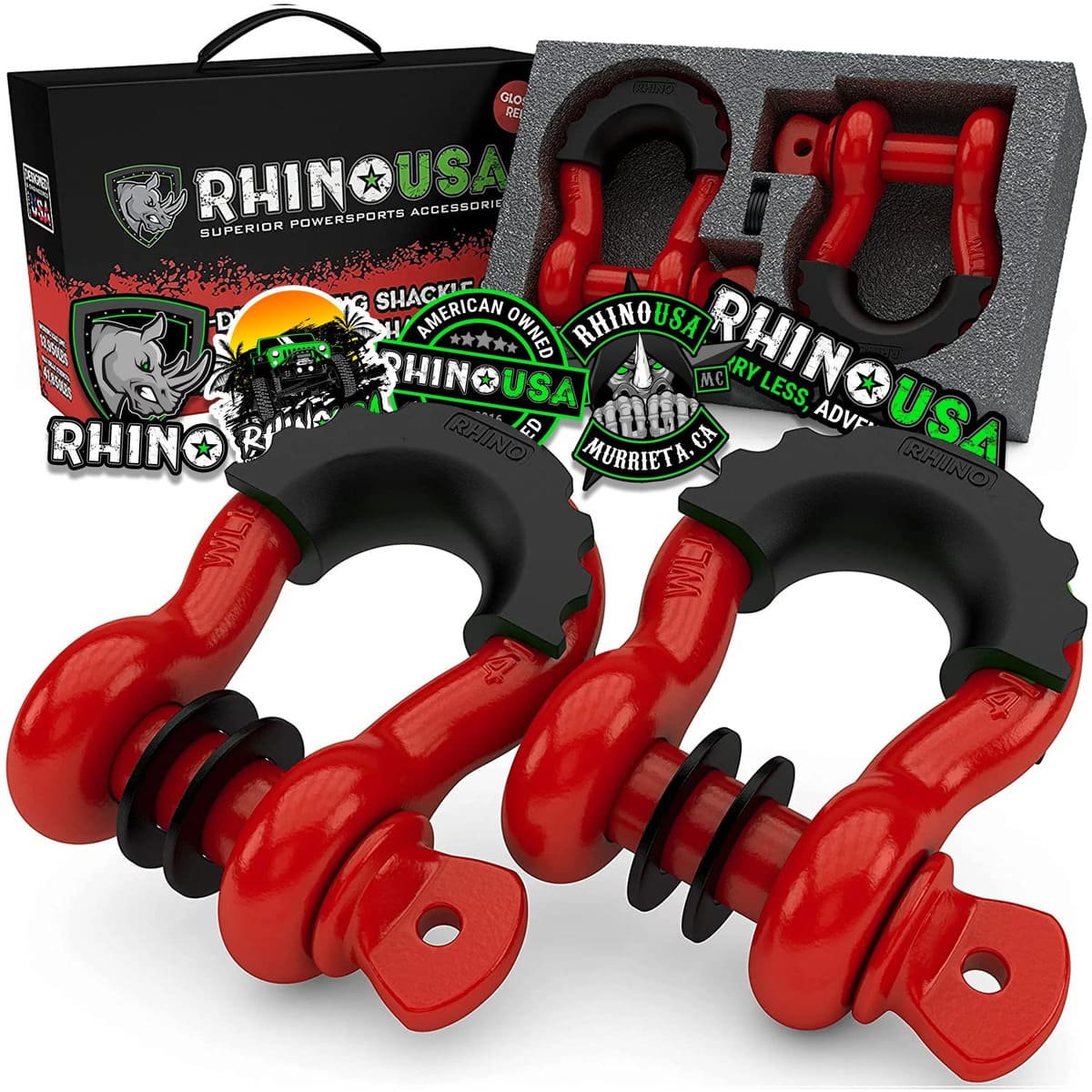 Rhino USA 3/4" D-Ring 2-Pack Shackle Set