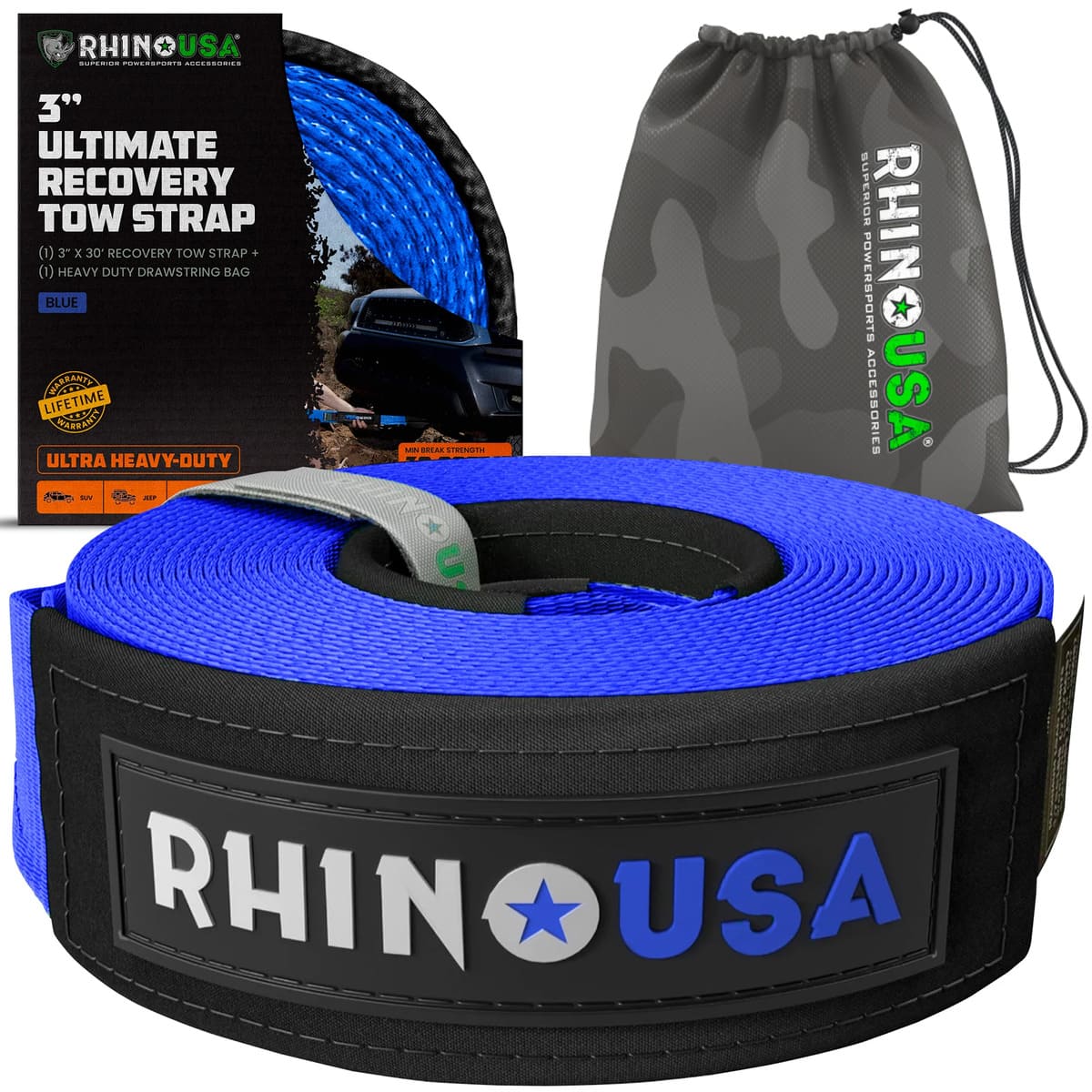 Rhino USA 3" Ultimate Recovery Tow Strap