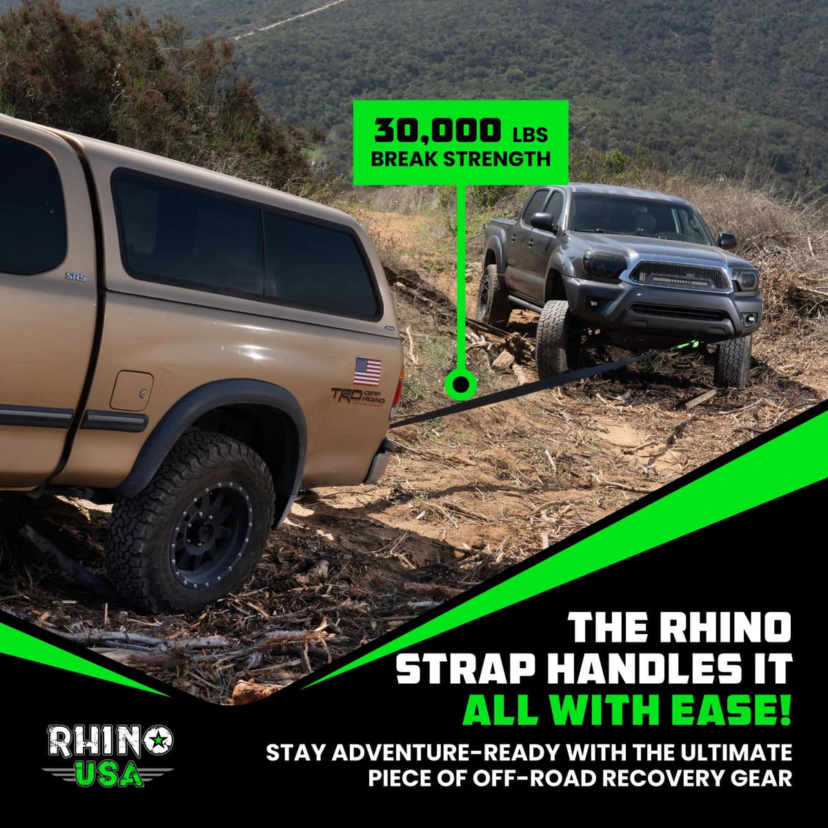 Rhino USA 3" Ultimate Recovery Tow Strap