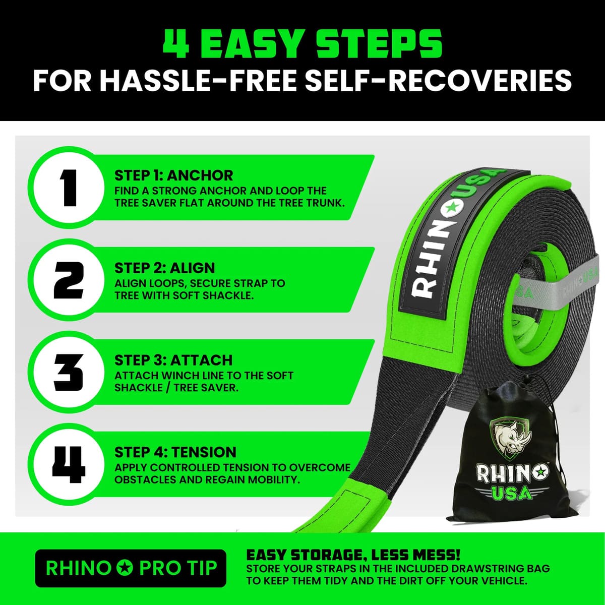 Rhino USA 3" x 8' Recovery Tree Saver Strap