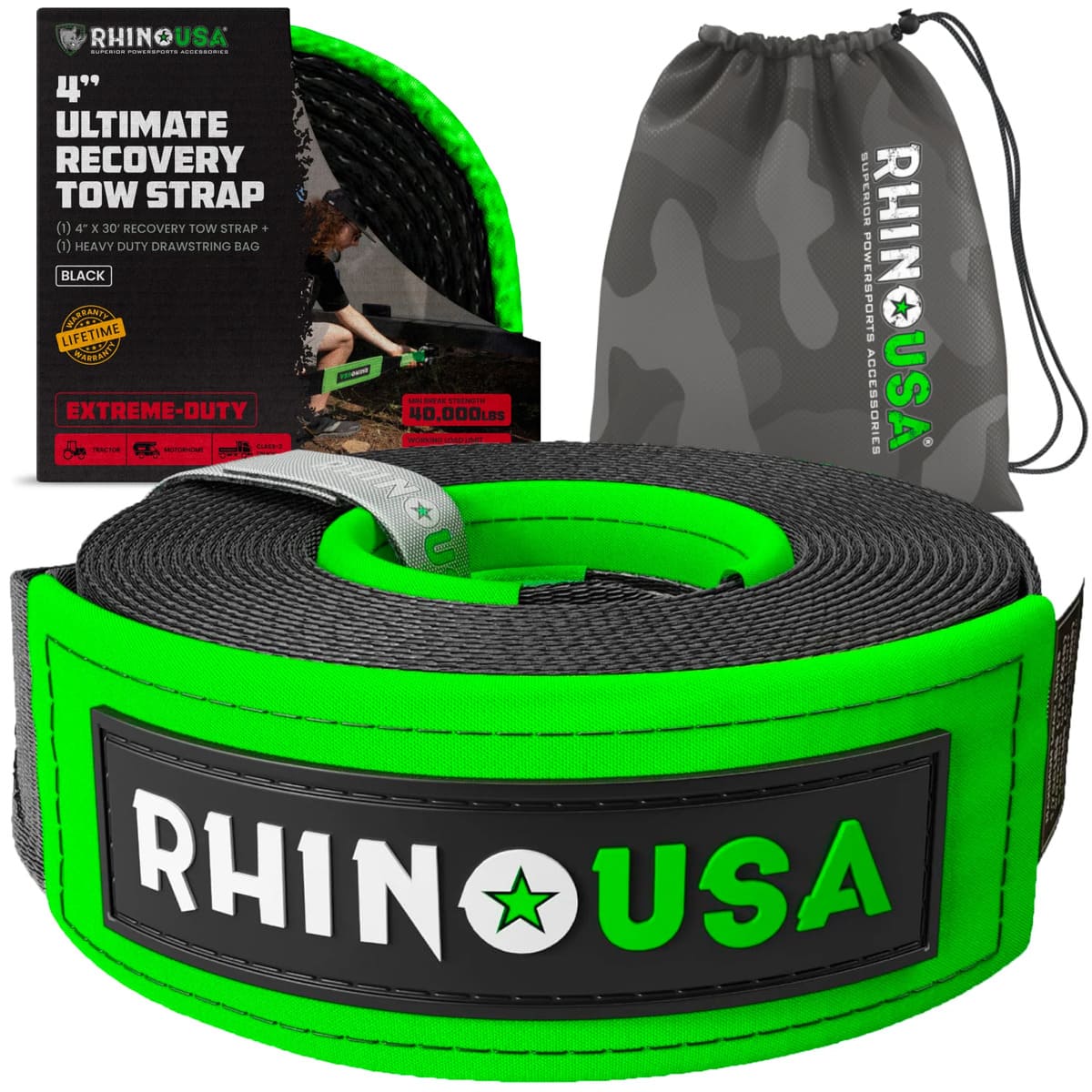 Rhino USA 4" x 30' Ultimate Recovery Tow Strap
