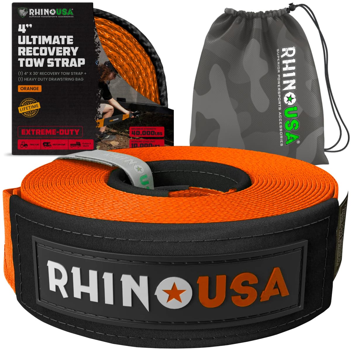 Rhino USA 4" x 30' Ultimate Recovery Tow Strap