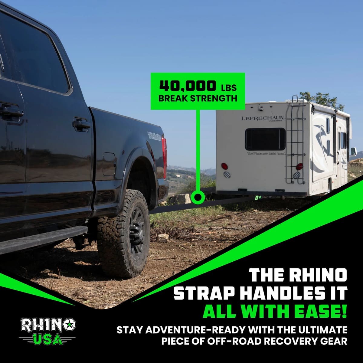 Rhino USA 4" x 30' Ultimate Recovery Tow Strap