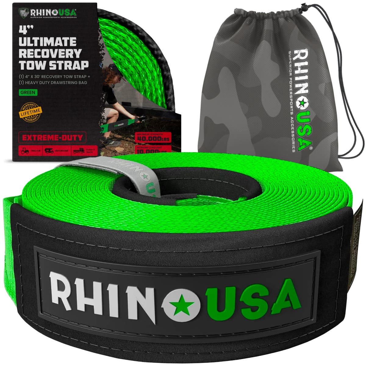Rhino USA 4" x 30' Ultimate Recovery Tow Strap