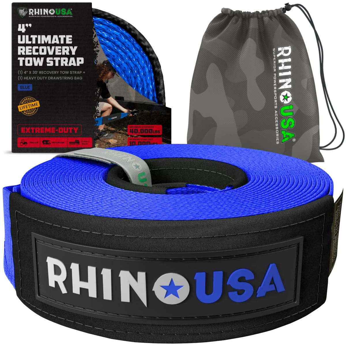 Rhino USA 4" x 30' Ultimate Recovery Tow Strap