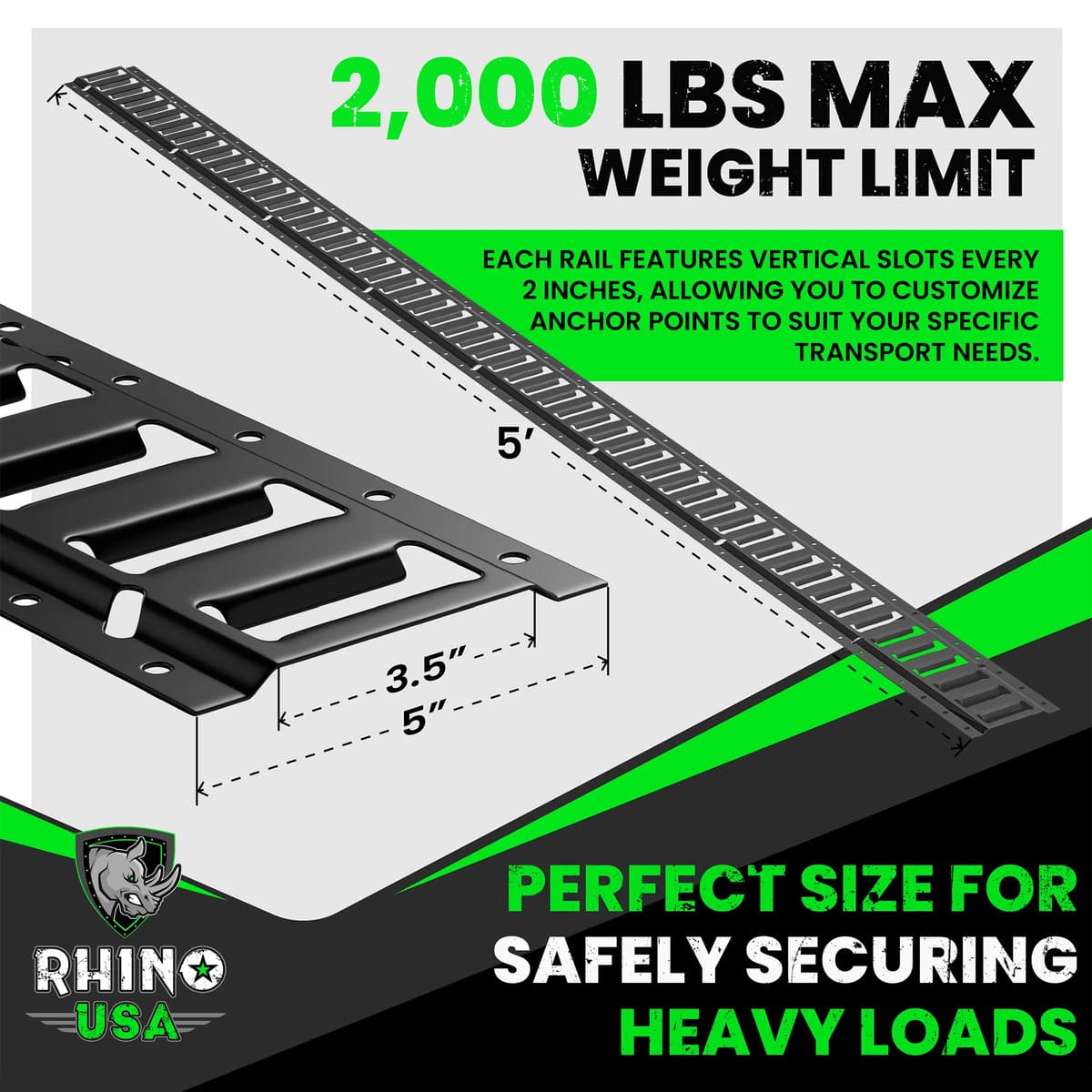 Rhino USA 5ft E-Track Tie-Down Rails