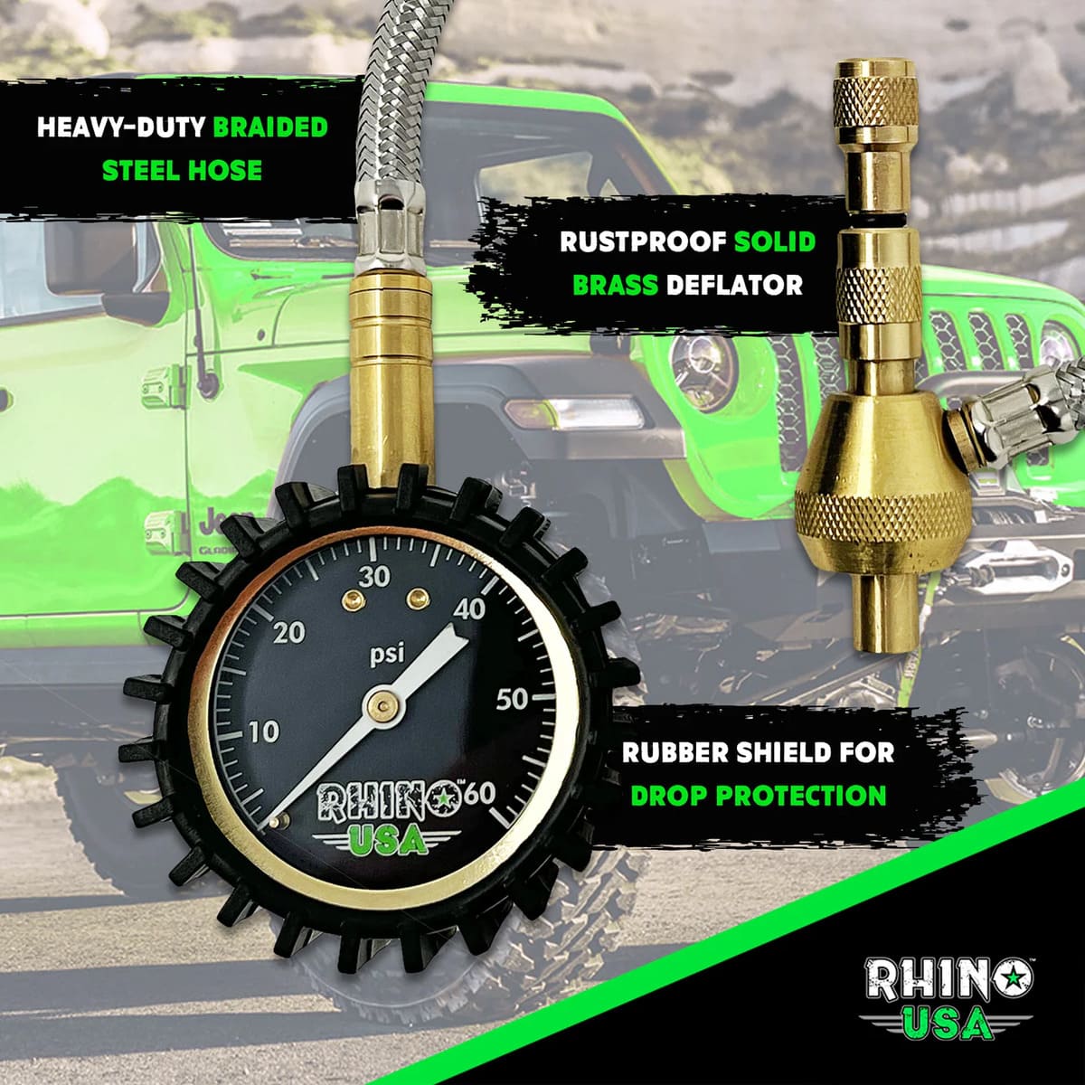 Rhino USA 60 PSI Tire Deflator Gauge
