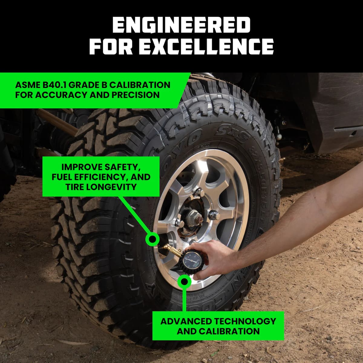 Rhino USA 60 PSI Tire Pressure Gauge