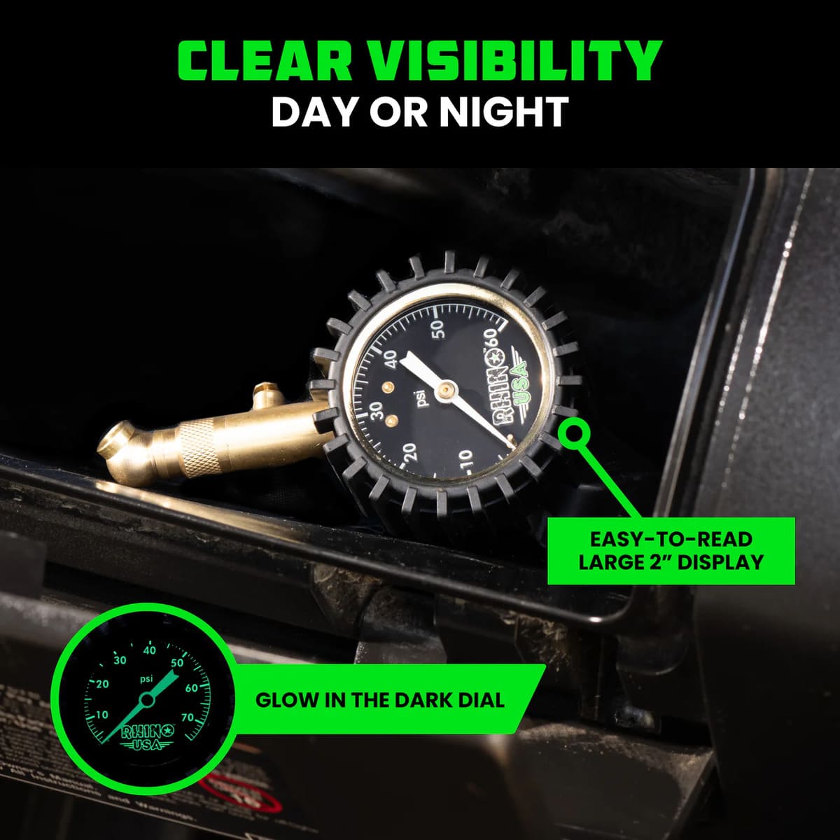 Rhino USA 60 PSI Tire Pressure Gauge