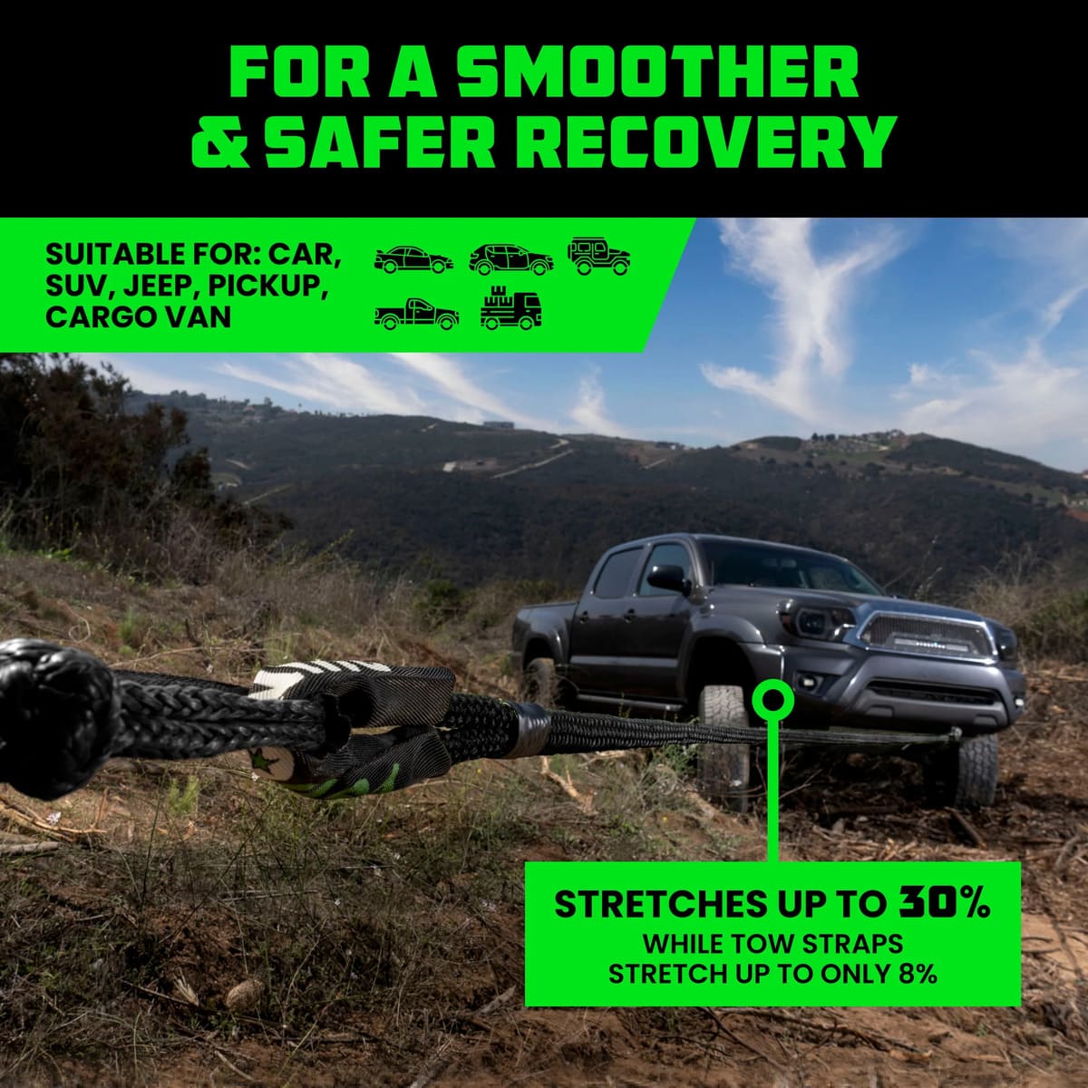 Rhino USA 7/8" x 30' Kinetic Rope Recovery Kit