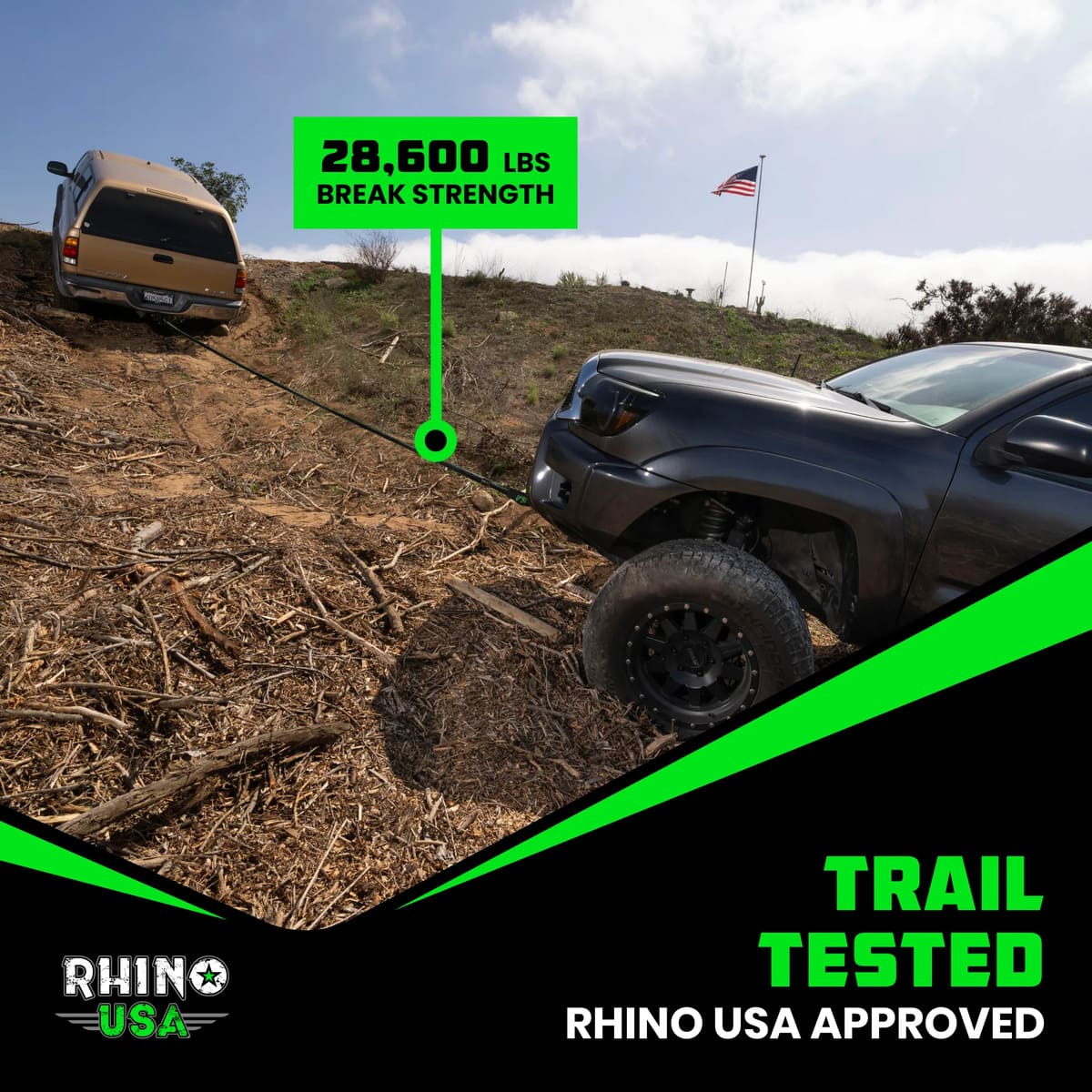 Rhino USA 7/8" x 30' Kinetic Rope Recovery Kit