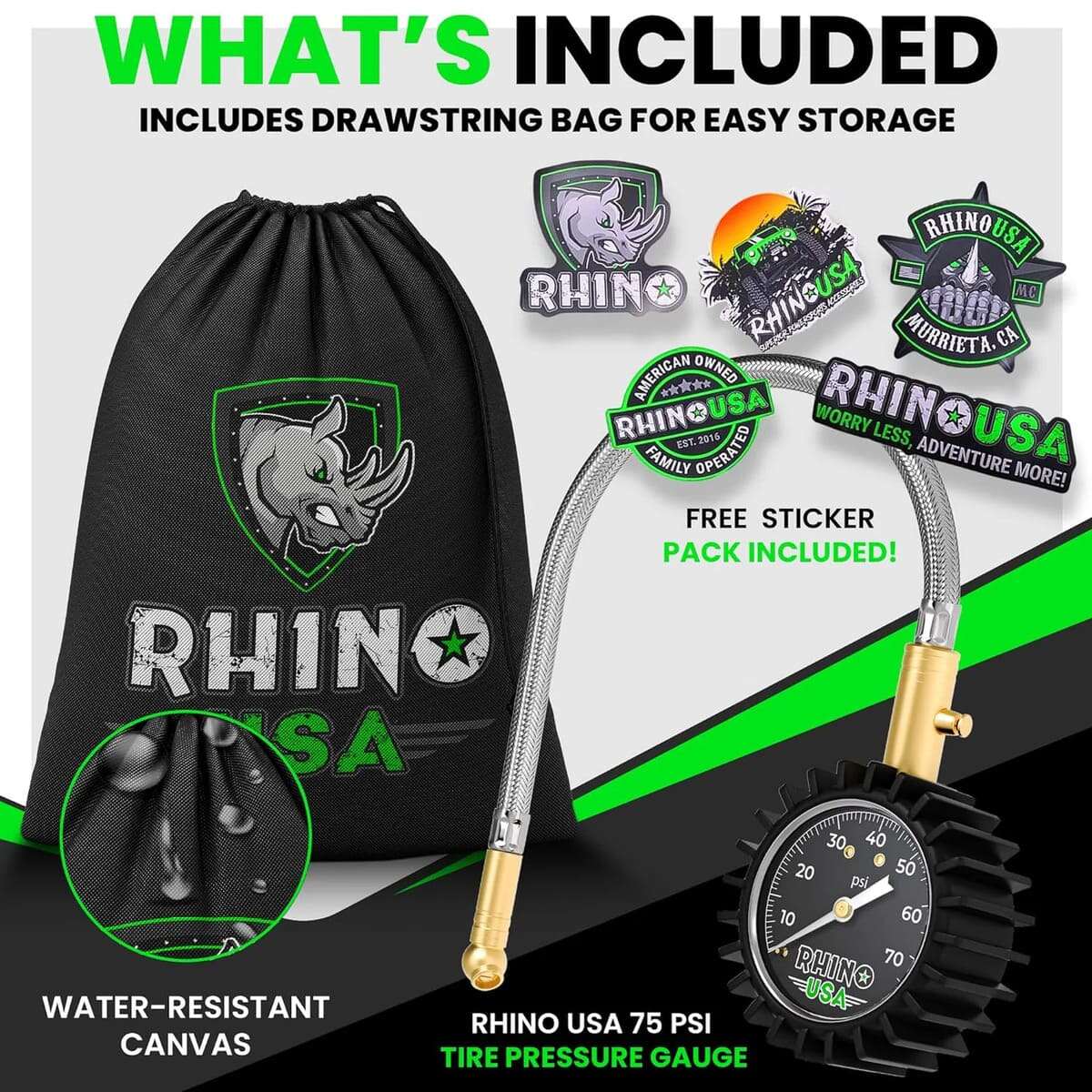 Rhino USA 75 PSI Tire Pressure Gauge