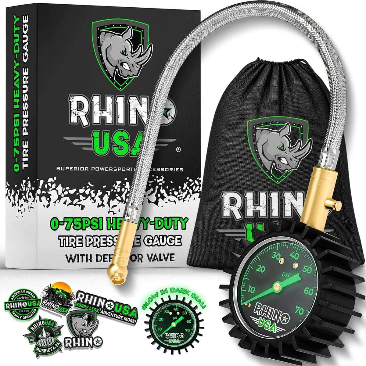 Rhino USA 75 PSI Tire Pressure Gauge
