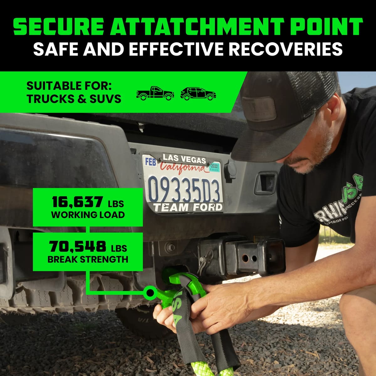 Rhino USA 8-Ton Super Shackles w/ Isolators