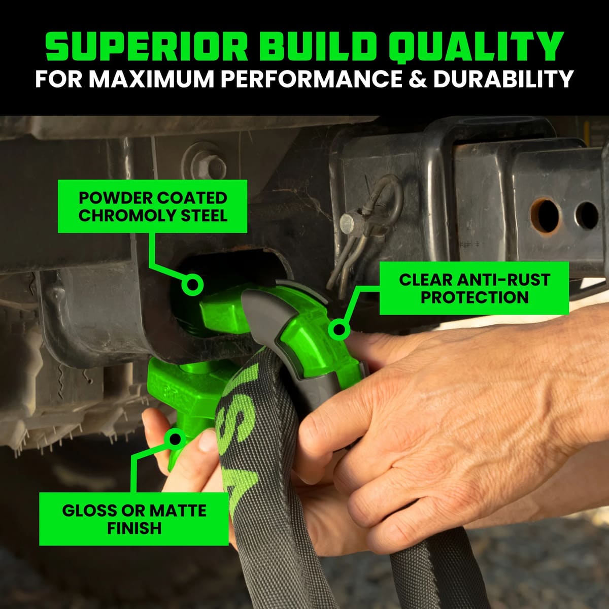 Rhino USA 8-Ton Super Shackles w/ Isolators