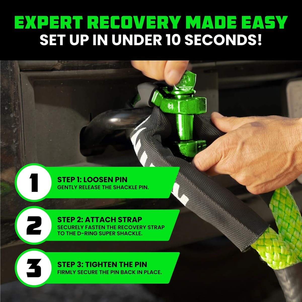 Rhino USA 8-Ton Super Shackles w/ Isolators