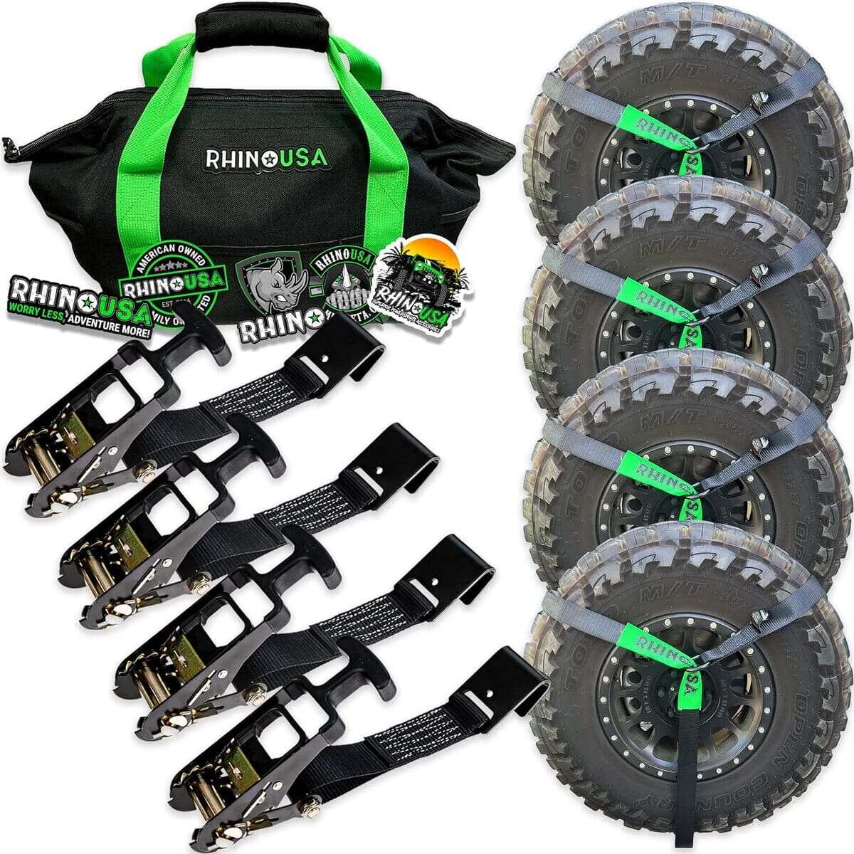 Rhino USA Flat-Hooks Car Tie-Down Lasso Straps