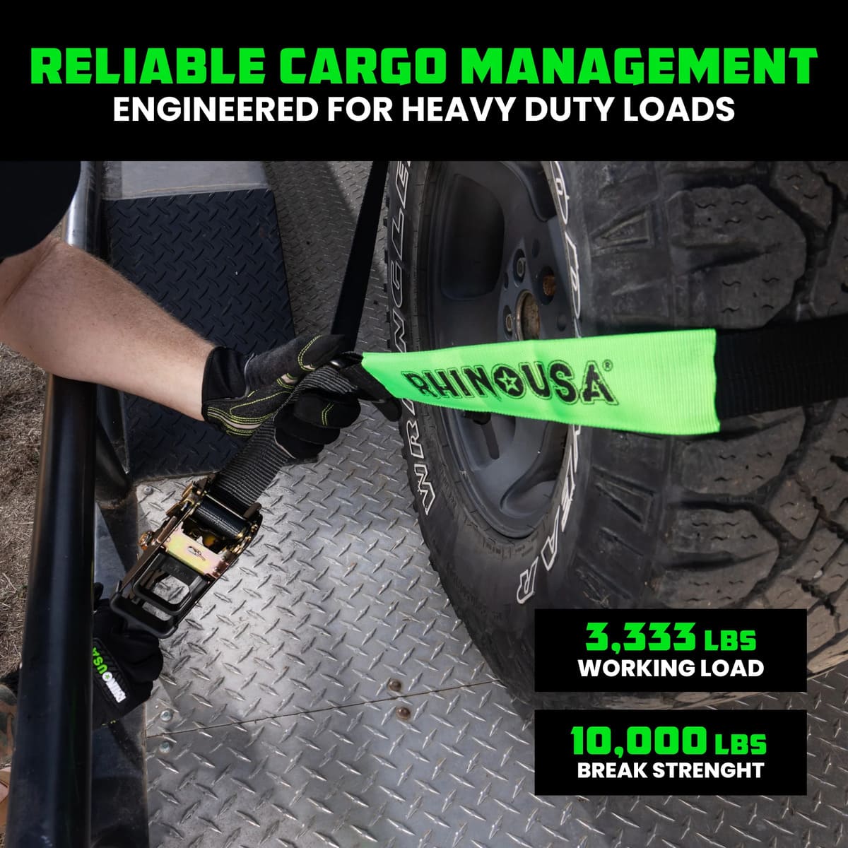 Rhino USA Flat-Hooks Car Tie-Down Lasso Straps