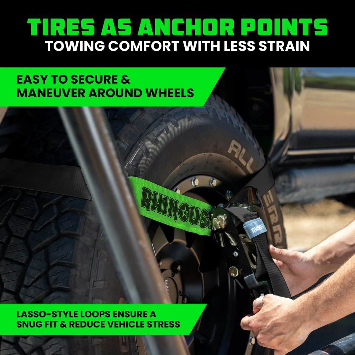 Rhino USA Flat-Hooks Car Tie-Down Lasso Straps