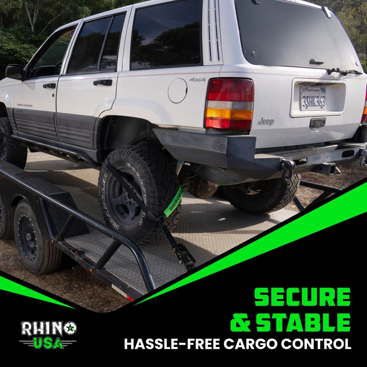 Rhino USA Flat-Hooks Car Tie-Down Lasso Straps