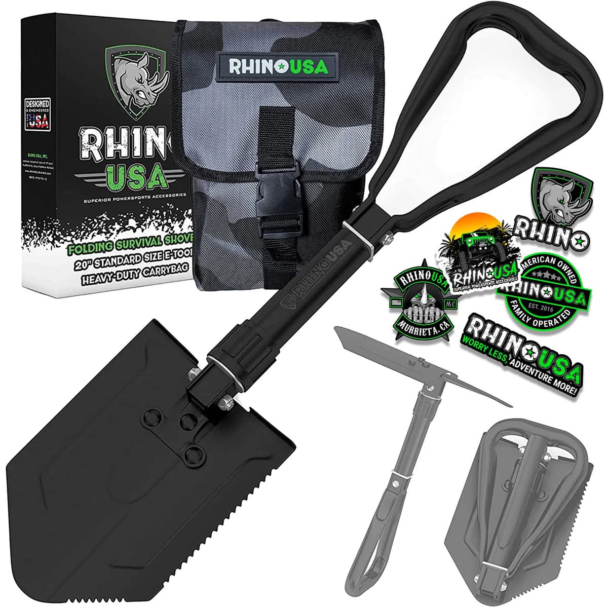 Rhino USA Folding Survival Shovel w/ Pick