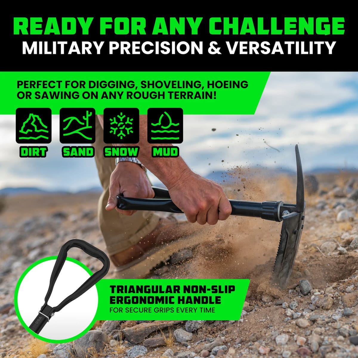 Rhino USA Folding Survival Shovel w/ Pick