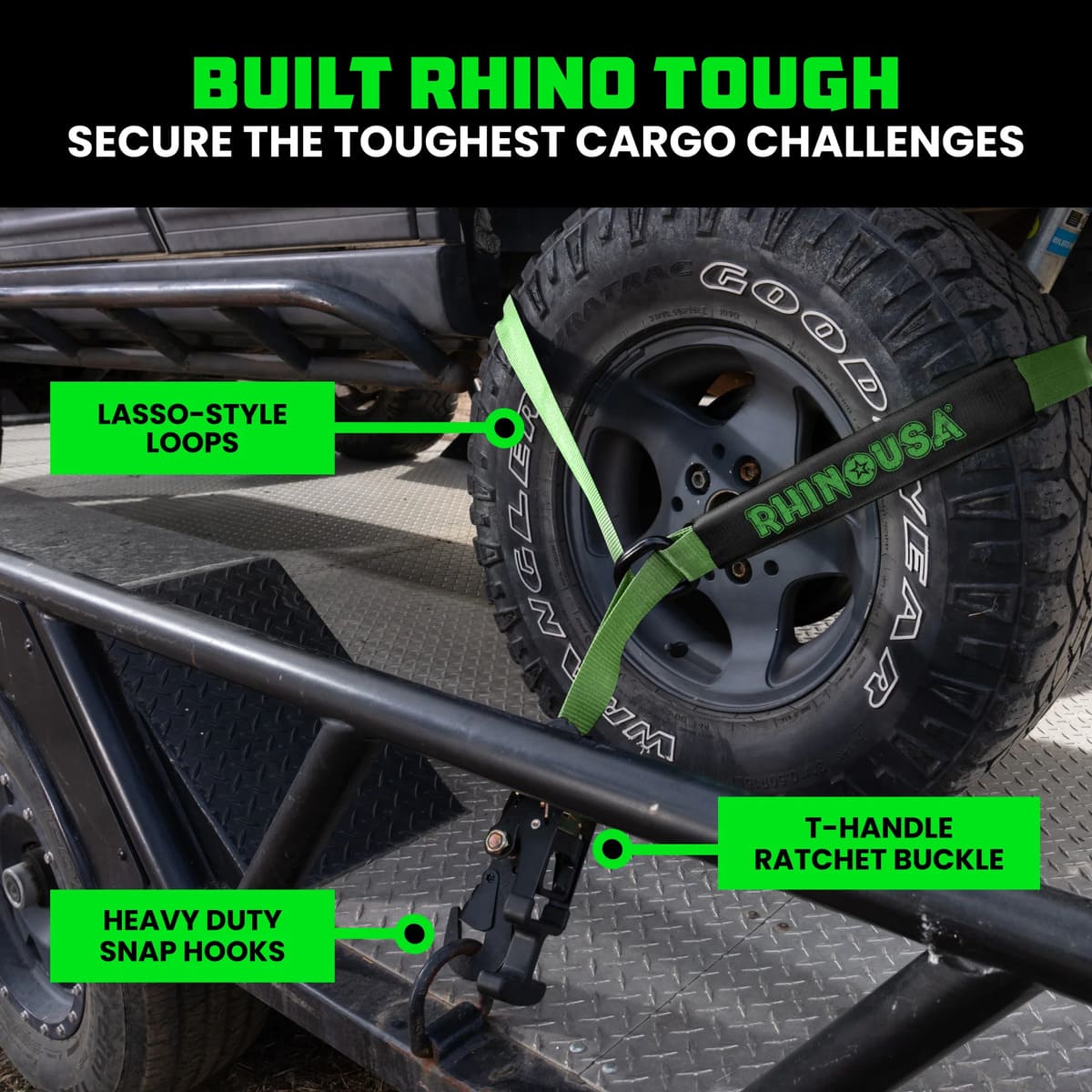 Rhino USA Snap-Hooks Car Tie-Down Lasso Straps