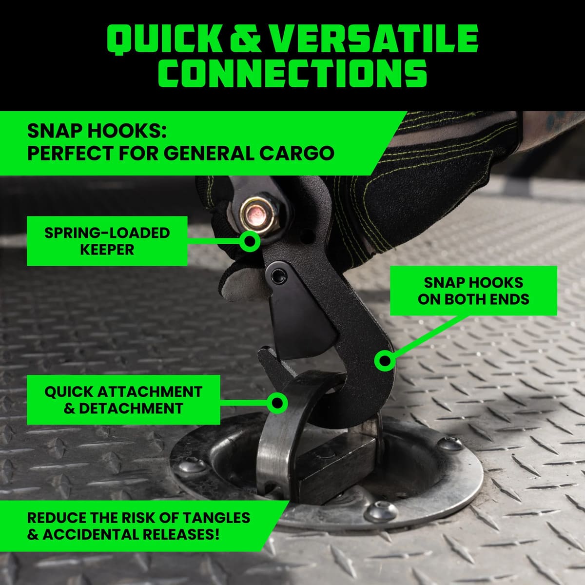 Rhino USA Snap-Hooks Car Tie-Down Lasso Straps