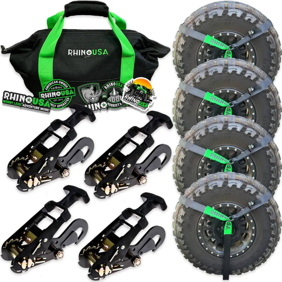 Rhino USA Snap-Hooks Car Tie-Down Lasso Straps