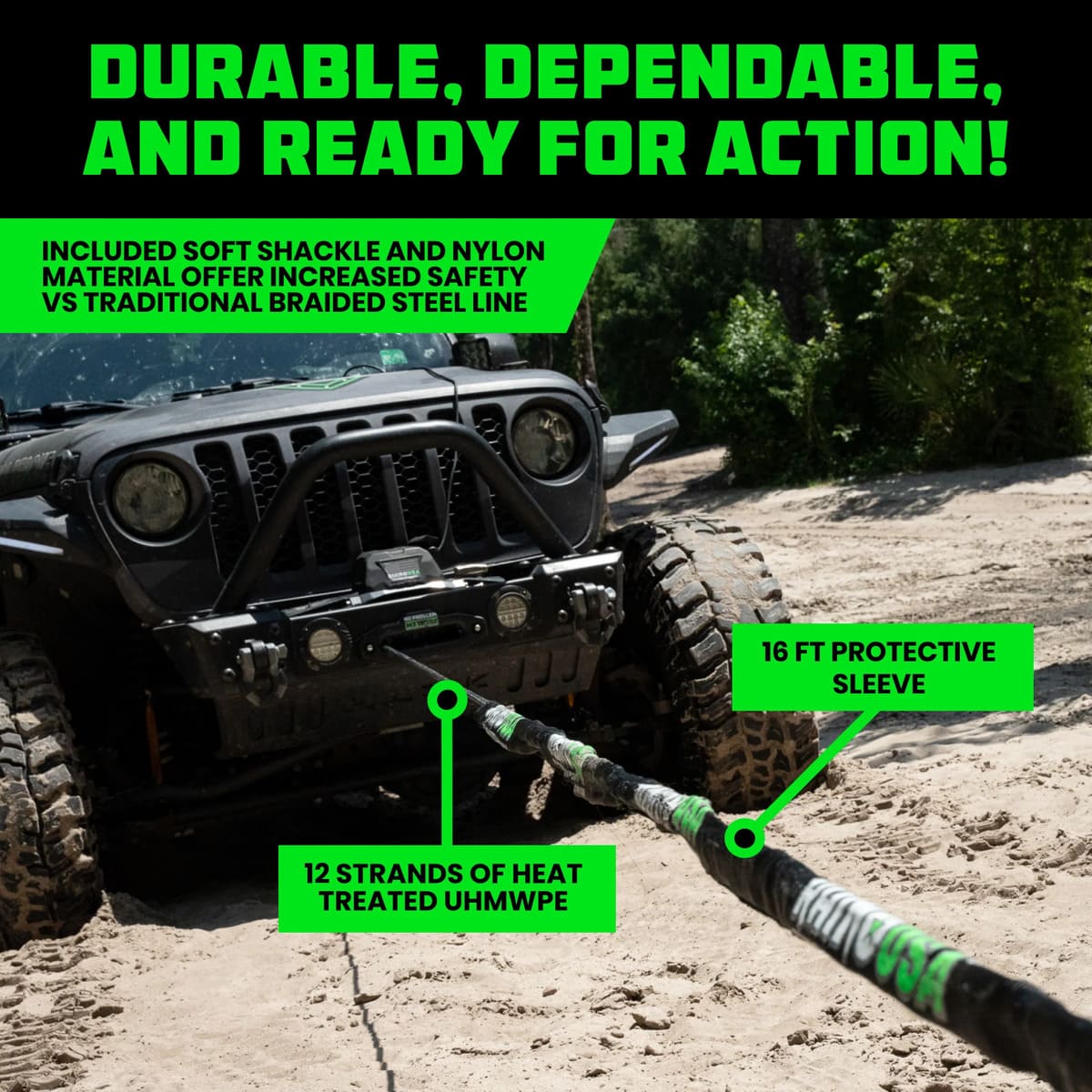 Rhino USA Synthetic Winch Rope