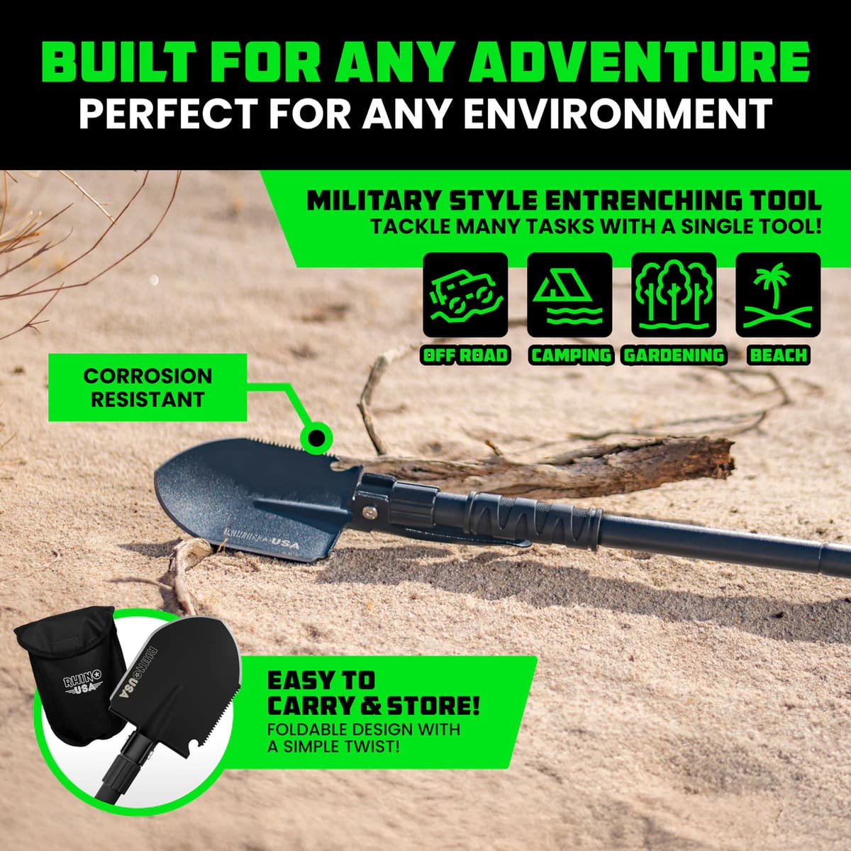 Rhino USA Ultimate Survival Shovel