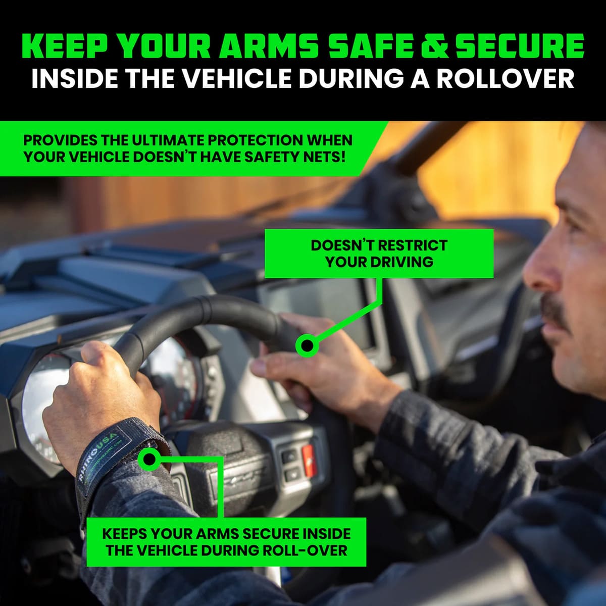 Rhino USA UTV Safety Wrist Restraints - Pair