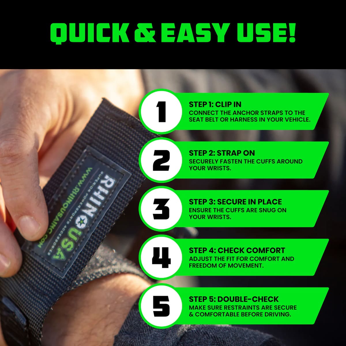 Rhino USA UTV Safety Wrist Restraints - Pair